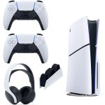 کنسول بازی سونی استاندارد PS5 Slim+ دسته سفید + هدست + پایه شارژر++گارانتی